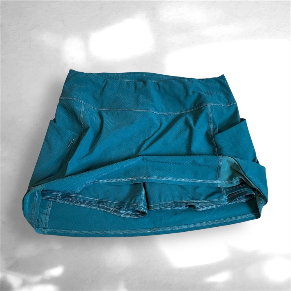 Athleta Teal Athletic Skort Built-In Shorts Zip Pocket Size M - Picture 4 of 6